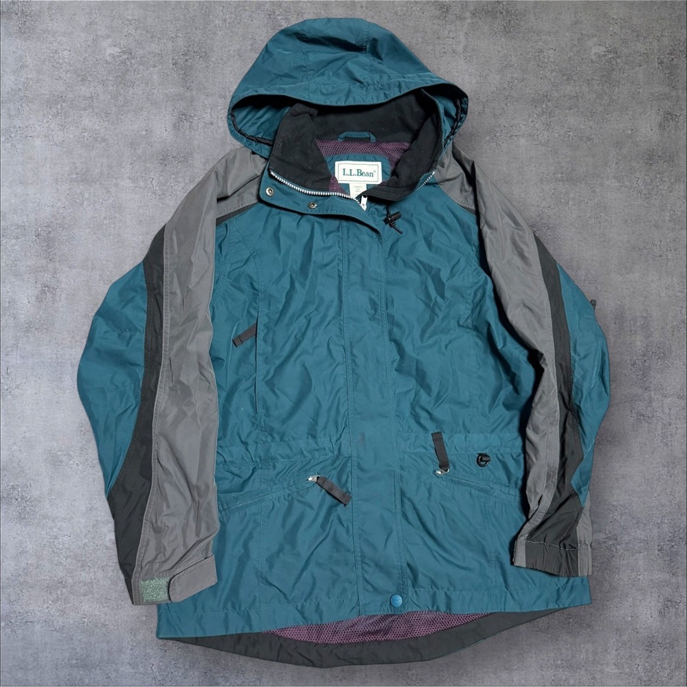 Vintage LL Bean Jacket Womens Small Green Anorak Parka Windbreaker 90s USA